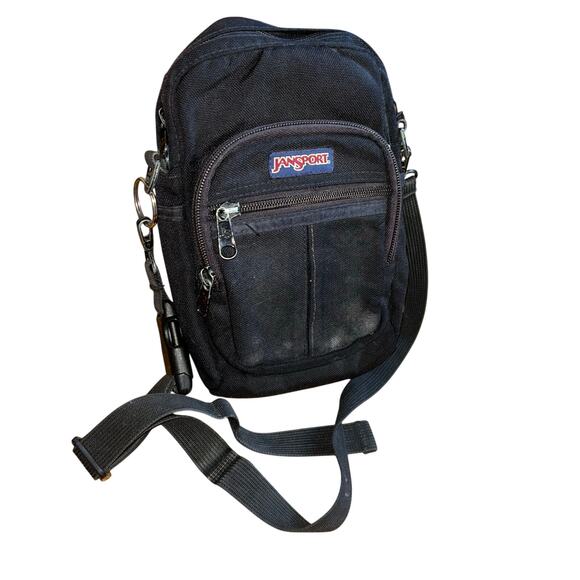 Vintage 90s Y2K Jansport Crossbody Bag Made in USA Black Small - Picture 6 of 11